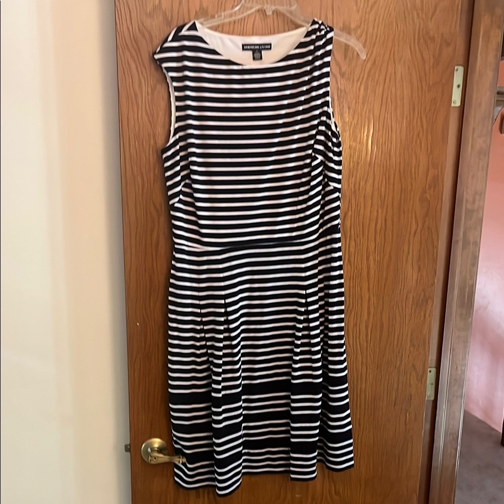 American Living Navy and White A-Line Midi Dress